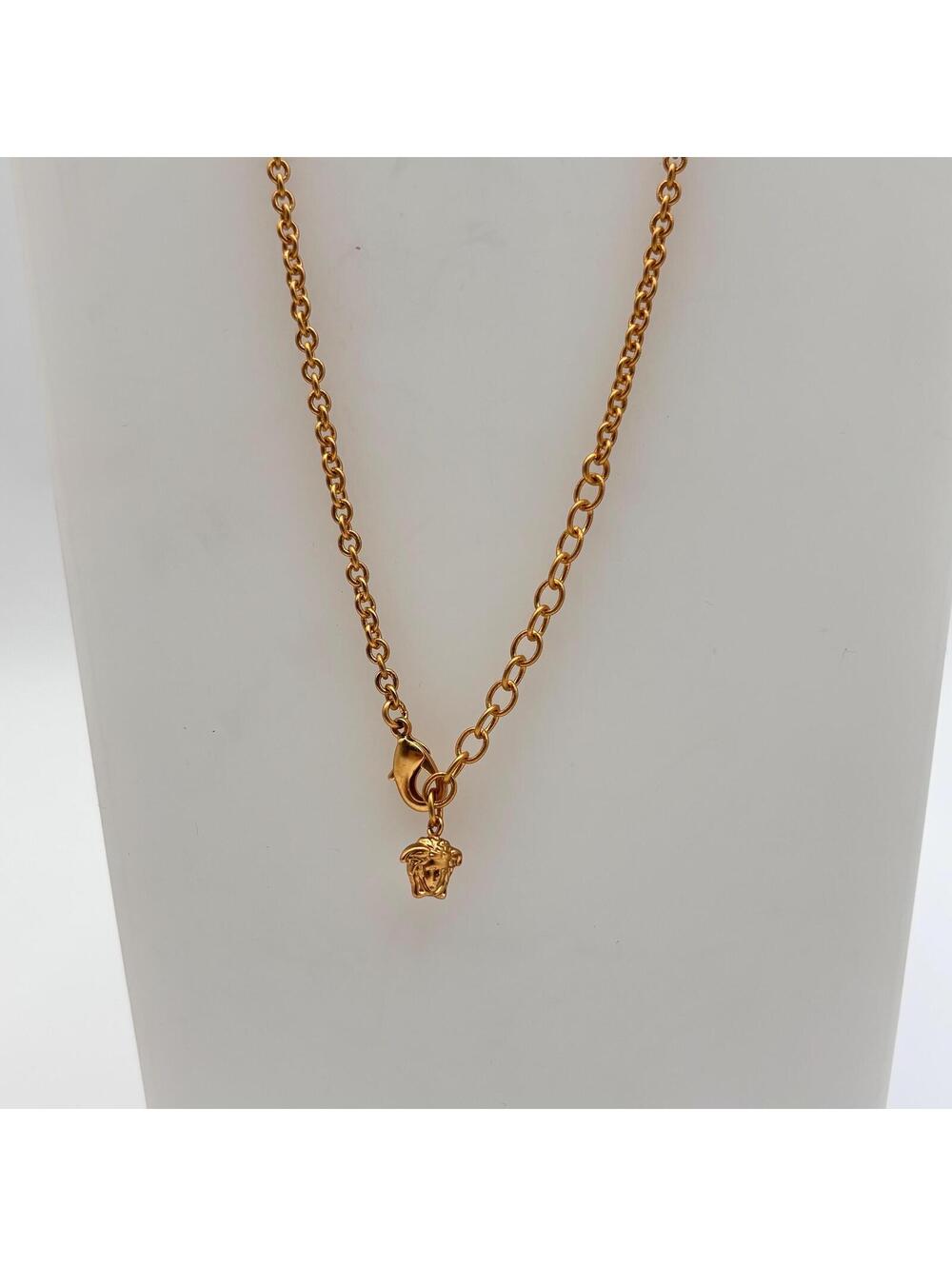 Versace Donatella Gold Tone Nameplate Necklace - Picture 3 of 4
